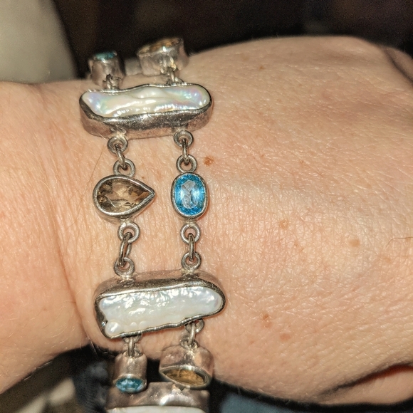 Semi precious stones in sterling silver br… - Picture 1 of 6